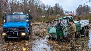 Jäger fahren UNIMOG 406 in einen Sumpf  Festgefahren  U1200 MB-Trac 1500