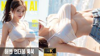 Ai Lookbook 4K  해변 언더붑 룩북  Sexy korean girl Lily Vlog  ai underboob underwear ai실사 ai레전드 bikini