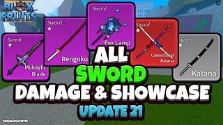 All Sword Damage and Showcase 600 Mastery Blox Fruits Update 21 Roblox