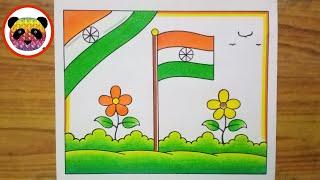 Republic Day Drawing Easy Steps  Republic Day Poster Drawing  How to Draw Republic Day  Flag