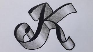 3d Drawing Letter K on Paper For Beginners  How To Write Easy Art With Marker And Pencil