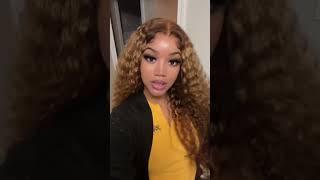 Hair Review Highlight Curly Lace Front Wig Ombre Blonde Hairstyle  #amandahair #shorts #wiginstall