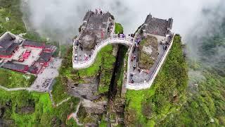 Viewing Mount Fanjing from a drone at a close distance Tongren Guizhou China