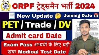 CRPF Tradesman 2024 CRPF Tradesman Physical Trade Test Running Full Details 2024 Admit card Date