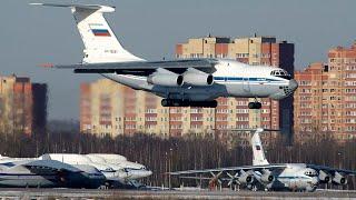 A lot of Il-76. Landings and takeoffs at the Chkalovsky airfield