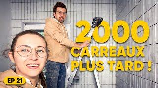 Le CARRELAGE mural de la salle de bain est TERMINÉ  Quasiment 2000 CARREAUX  cétait lonnnng 