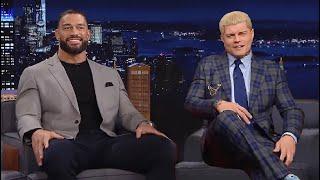 Roman Reigns & Cody Rhodes talk Wrestlemania 39 Match on The Late Late Show