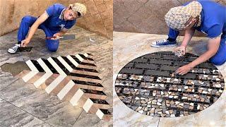 Young Man with great tiling skills -Great tiling skills -Great technique in construction PART 59.