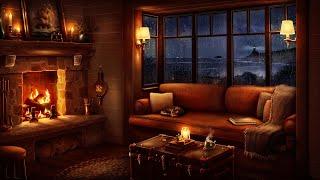 Cozy Cottage by the Sea Ambience with Rain & Fireplace Sounds for Sleeping Reading & Relaxation