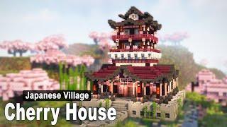 Minecraft How to build a Japanese Cherry House  SimpleTutorial