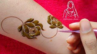 Very Beautiful Attractive Gulf Rose Henna Design  Bold Rose Beautiful Henna Design Tutorial