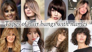 Types of hair bangs for girls with names  Hair bangs names  Hair bangs style  Hair bangs