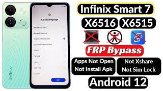 Infinix Smart 7 Frp Bypass Android 1213 INFINIX { X6516 X6515 } Google Account Remove Without Pc