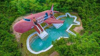 We Built The Most Beautiful Private Jet House Villa Around Swimming Pool JungleSurvivalAirline