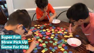 Straw Pick Up Game  Super Fun Stuck at Home Activity for Kids  DIY Games Easy With Paper