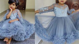 DIY  Designer Net Baby frock cutting and stitchingparty wear dress for kids