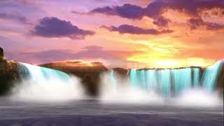 Mesmerizing Waterfall in Sunset Royalty-Free Stock Footage for Your Next Video Project