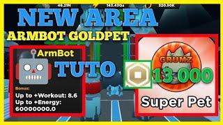 TOP 1  PLAYER TRY NEW ROBOT MINETUTO MACRO TO GET GOLD PET IN STRONGMAN SIMULATOR