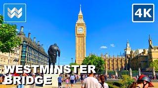 4K Westminster Bridge Big Ben in London UK  Walking Tour Vlog & Vacation Travel Guide