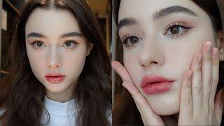 Cute dolly makeup   natural glow  tiktok viral makeup  Dasha Taran