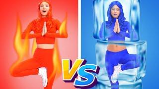 HOT vs COLD Challenge Girl On FIRE VS ICY Girl  Funny Situations By KABOOM