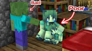Monster School  Poor Baby Zombie Girl and Bad Zombie Dad - Minecraft Animation