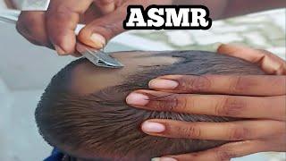 HEAD HAIR REMOVAL ASMR  REAL BARBER HEAD HAIR CLEAN MASSAGE  HEAD MASSAGE  ASMR MASSAGE