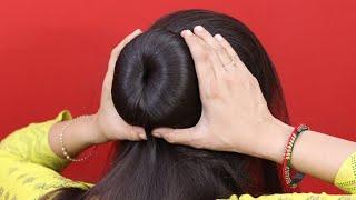 Wedding Juda Using Donut Bun  Easy Self Hairstyles For Ladies  Wedding Hairstyle #hairstyles