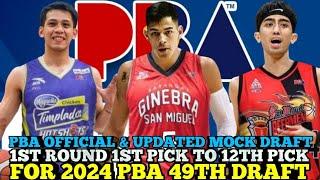 PBA OFFICIAL & UPDATED PBA MOCK DRAFT 1ST ROUND 1ST PICK TO 12TH PICK THIS 2024 PBA 49TH DRAFT