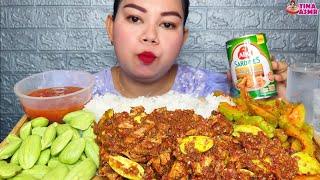 ikan sarden abc serundeng sambal pete pete mentah tumis pare pedassambal terasi Mukbang