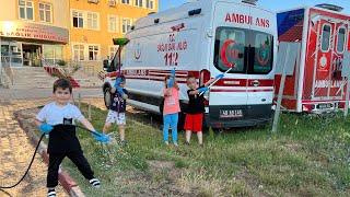 Gerçek AMBULANS SİREN SESİ   KAAN VE ARKADAŞLARI AMBULANS TEMİZLİYOR  DİKKAT İĞNE VAR 