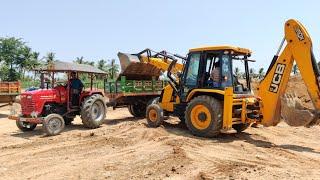 JCP and Tractor videos  Mahindra tractor 585 DI fully loaded by JCB 3DX Machine