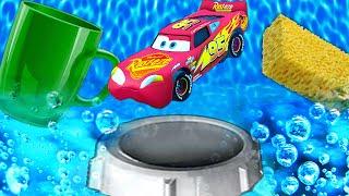 TOY MCQUEEN VS MEGA FLOOD  PIXAR DIECAST CARS in BeamNG.drive