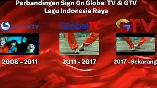 Perbandingan Sign On Global TV dan GTV - Lagu Indonesia Raya 2008 - Sekarang