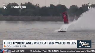 Three hydroplanes wreck out at the Tri-City Water Follies after course size is reduced