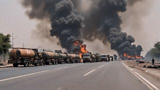 200 US oil trucks that had just arrived at the Ukrainian base were attacked by Russia at close range