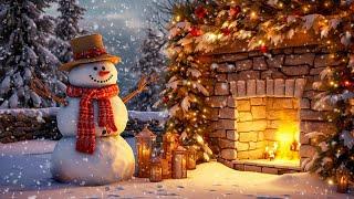 Snowy Christmas Ambience ️ Traditional Instrumental Christmas Music with a Warm Fireplace