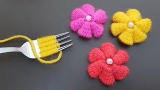 Hand Embroidery Amazing Trick Easy Flower Embroidery Trick with Fork Sewing Hack