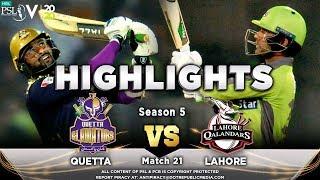 Quetta Gladiators vs Lahore Qalandars  Full Match Highlights  Match 21  7 March  HBL PSL 2020