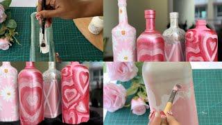 Barbie Pink Theme Bottle art DIY Love heart Bottle DecorValentinesDay Gift IdeaSimple&Beautiful