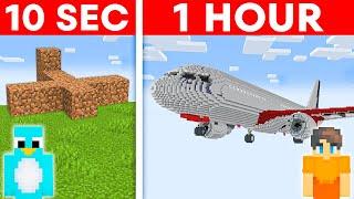 10 Seconds vs 1 Hour - Airplane Build Challenge in Minecraft