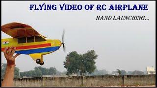 Flying Video of Homemade RC Airplane  Hand Launch  Model FT Simple Cub