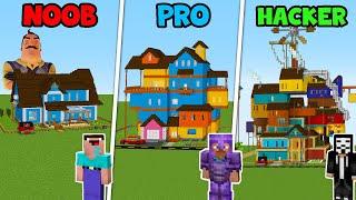 Minecraft NOOB vs PRO vs HACKER HELLO NEIGHBOR HOUSE BUILD CHALLENGE  Animation