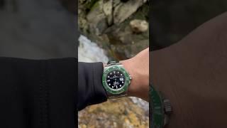 Hiking with the Rolex Submariner 41mm green Kermit #rolex #watches #luxury #hiking