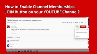 How to Enable Channel Memberships JOIN Button on your YOUTUBE Channel?