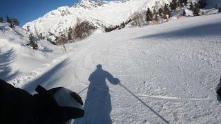 Skiing Icy La Fare Black Run in 3 half mins  Alpe D’Huez 2019 4K