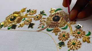 Aari work zardosi design   Blouse ki design  #aariembroidery2_0 #aariwork