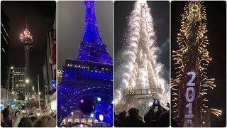 New year celebration • Burj khalifa • Eiffel Tower • London eye