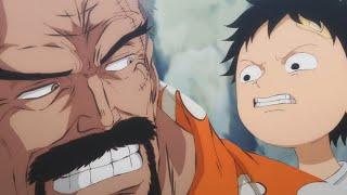 Garp reaction when Luffy cant swim