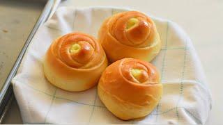 Custard Cream Filled Rose Rolls  Custard Rolls  Custard Bread Rolls  Custard Dinner Rolls